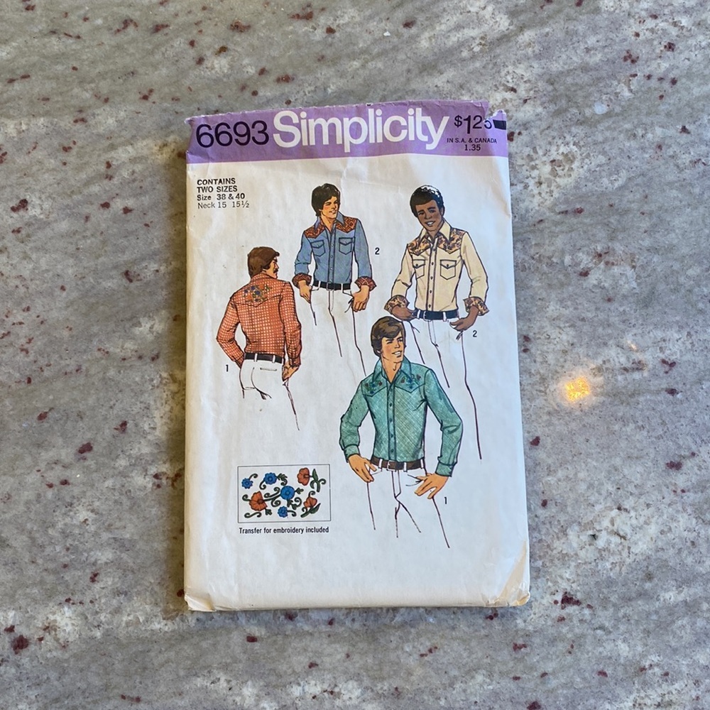 Set of 2 Vintage 70’s Simplicity Men's Sewing Patterns - Picture 3 of 3